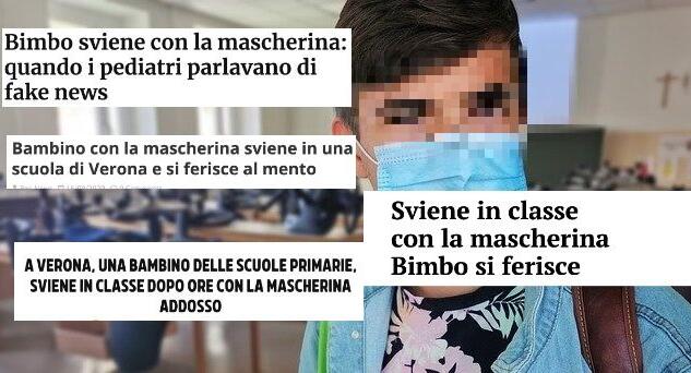 Bambino con mascherina sviene in classe