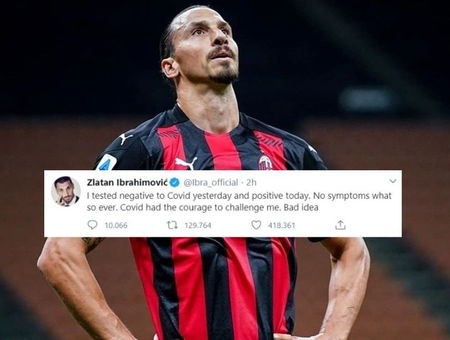 Il tweet di Zlatan Ibrahimovic sulla «pessima idea del Covid di sfidarlo» article-post