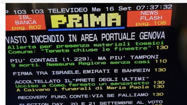 Il televideo Rai e l’incendio al porto di Genova