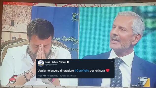 Lega ringrazia Carofiglio