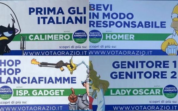 Perché a Caserta sono comparsi manifesti elettorali con i volti dei cartoni animati