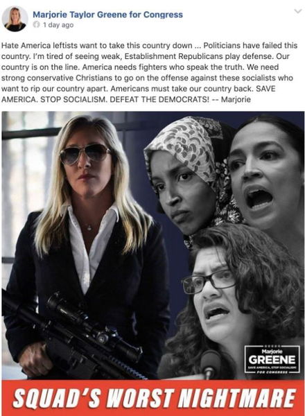 Post di minacce a AOC e compagne, la candidata di QAnon di nuovo nei guai article-post