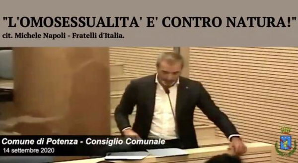 Il consigliere (FdI) di Potenza che dice: «L’omosessualità è contro natura» | VIDEO