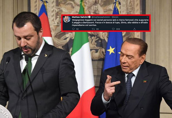 Salvini dice che è «vergognoso leggere sui social persone che augurano il peggio a Berlusconi»