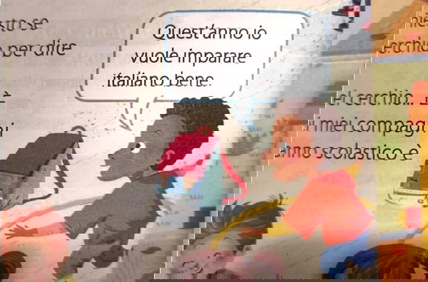 Il libro di seconda elementare in cui il bambino nero dice: «Io vuole imparare italiano bene»