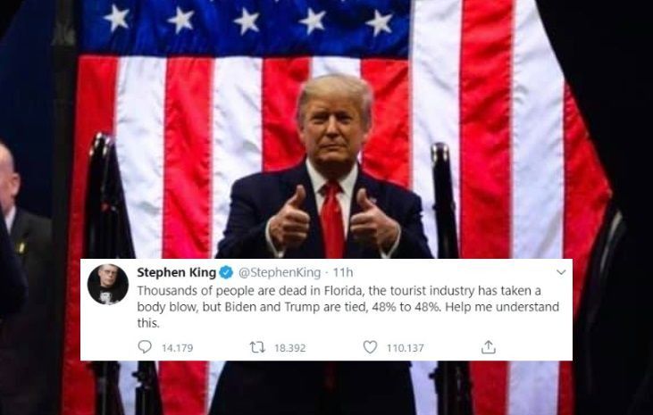 Stephen King non si spiega come sia possibile che in Florida Trump e Biden siano testa a testa