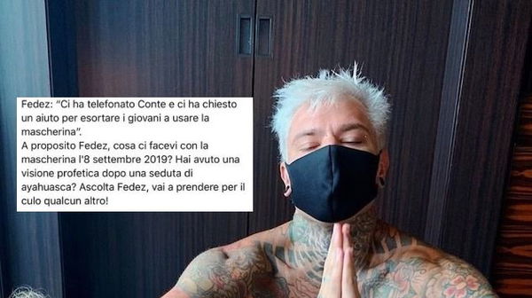 L’ultimo assurdo complotto sulla mascherina indossata da Fedez nel settembre 2019