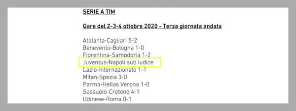 Rinviata la decisione del giudice sportivo su Juventus-Napoli
