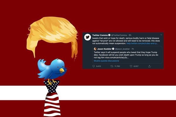 Auguri morte a Trump, Twitter rimuove i tuoi messaggi: la stretta