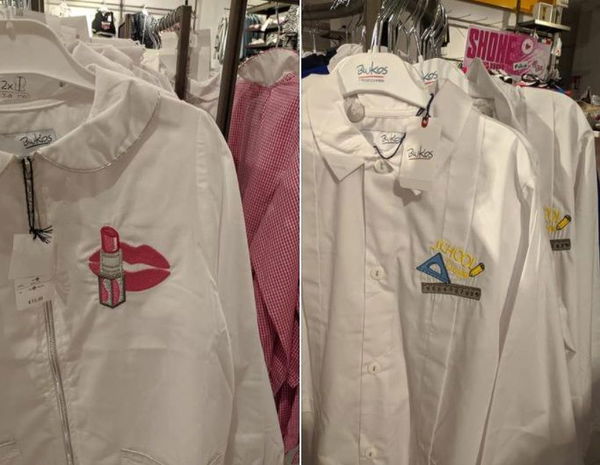 Roma, polemica per i grembiuli sessisti: alle femmine labbra e rossetti, ai maschi squadre e righello