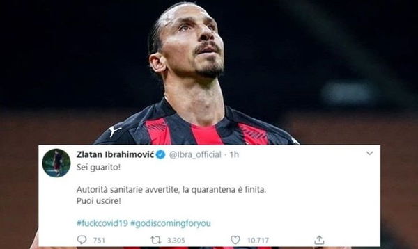 Zlatan Ibrahimovic annuncia (a modo suo) di essere guarito dal Covid
