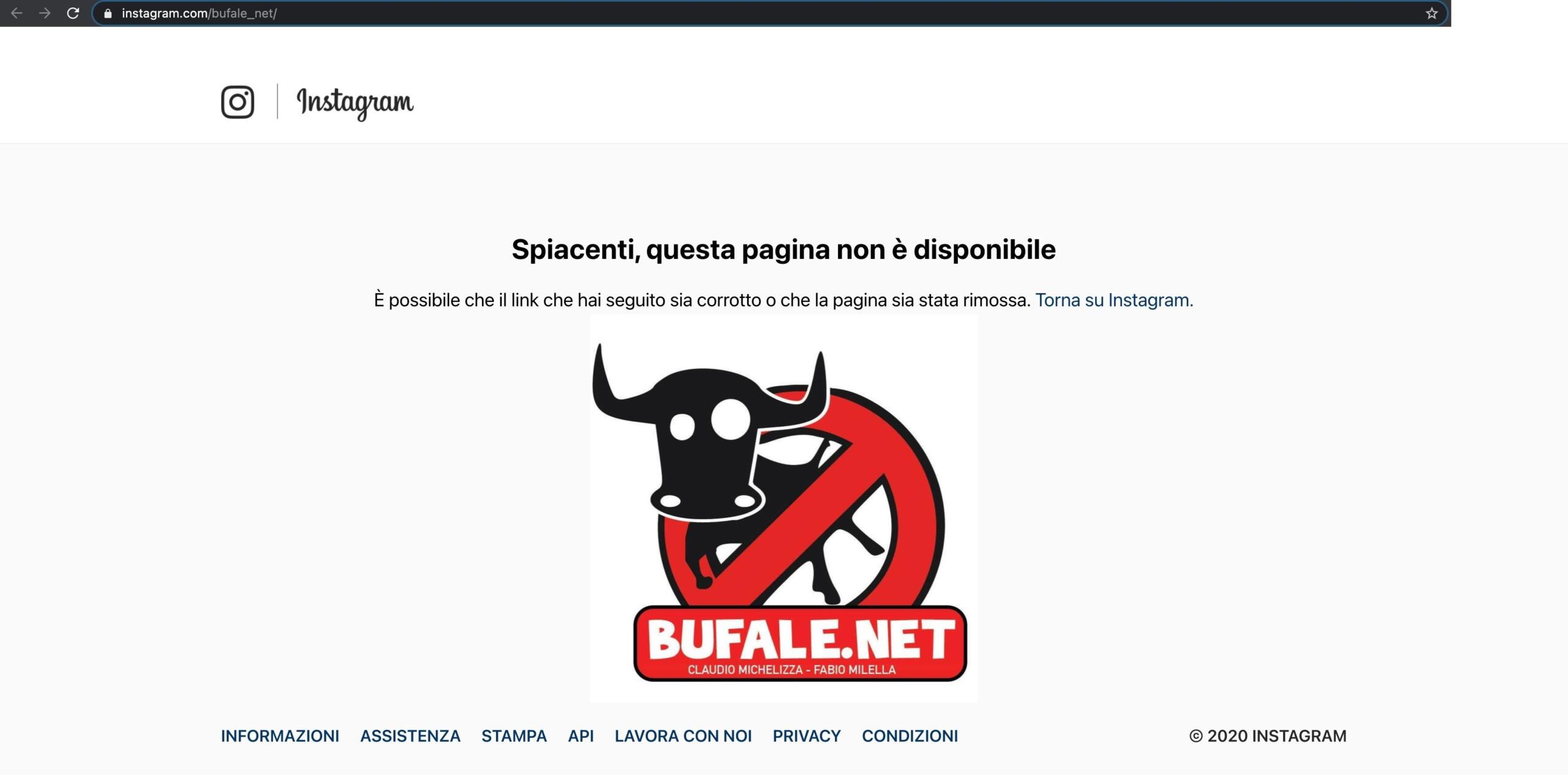 Instagram banna Bufale.net