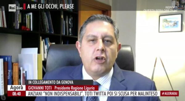 Toti torna su quel tweet: «Sbagliato? Sì, ma dovremmo riflettere sui numeri»