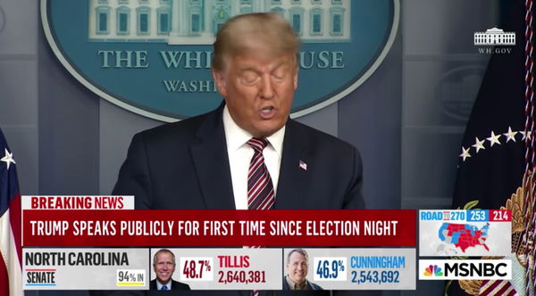 Trump dice di aver vinto le elezioni e le TV interrompono la trasmissione della conferenza stampa | VIDEO