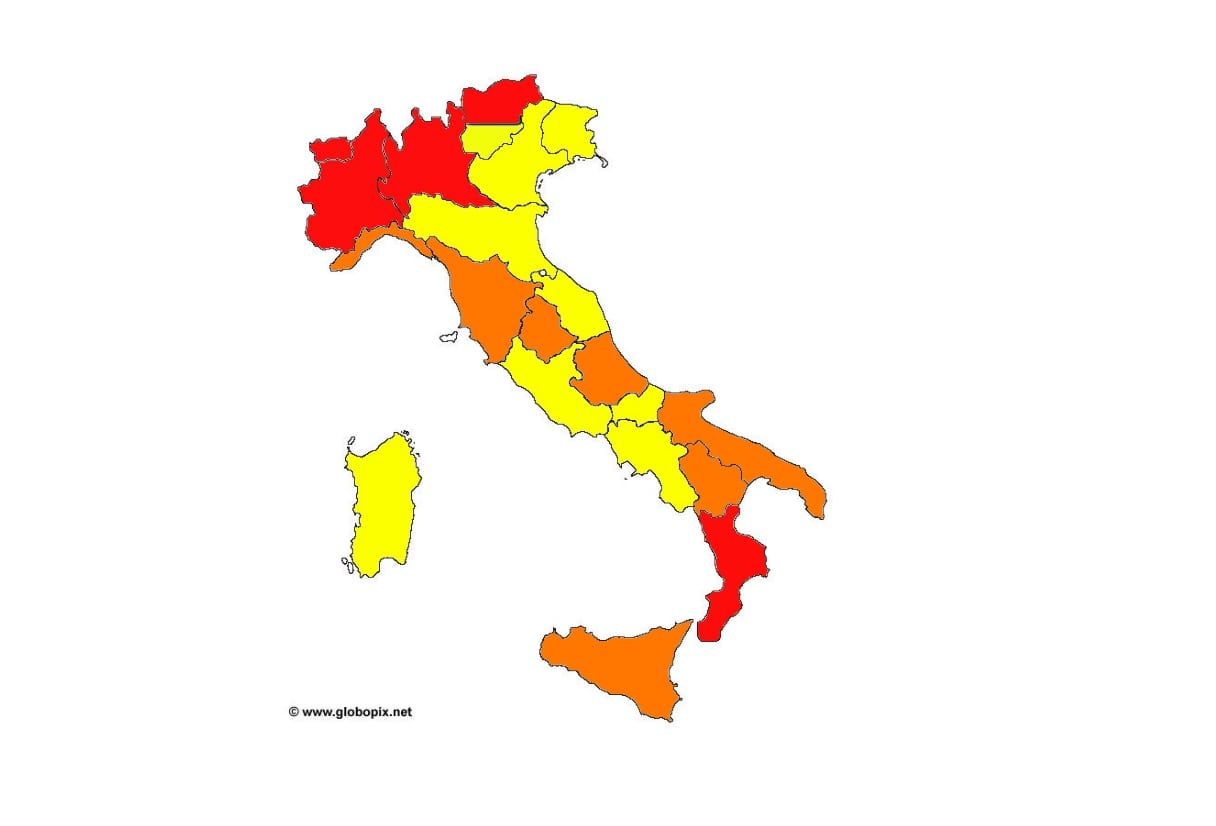 cinque nuove regioni zona arancione