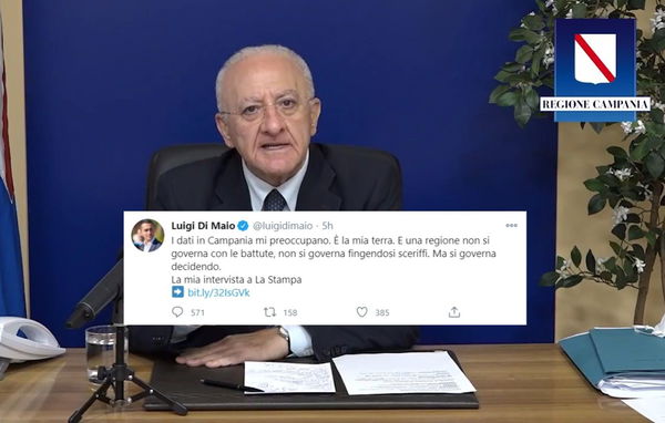 De Luca su Di Maio: «Anche solo il suo nome mi provoca reazioni di istinto che voglio controllare»