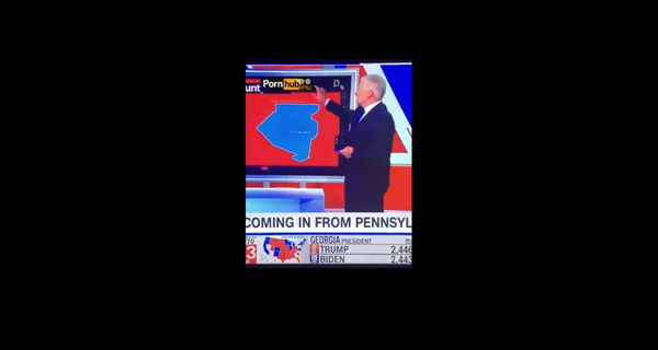 Usa 2020, sul monitor della Cnn spunta Pornhub in diretta: ma è un fake