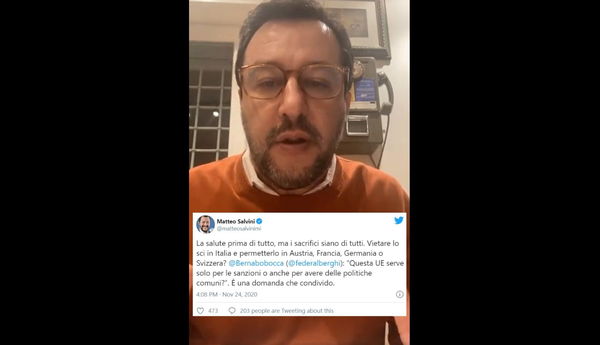 Piste da sci, Salvini non poteva farsi sfuggire la polemica social