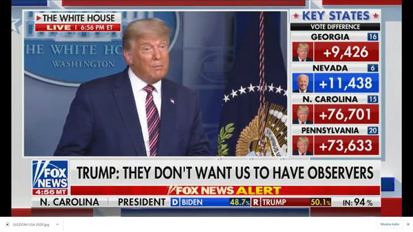 Trump continua su Twitter: «Ho vinto con 71 milioni di voti, mai così tanti per un presidente in carica»