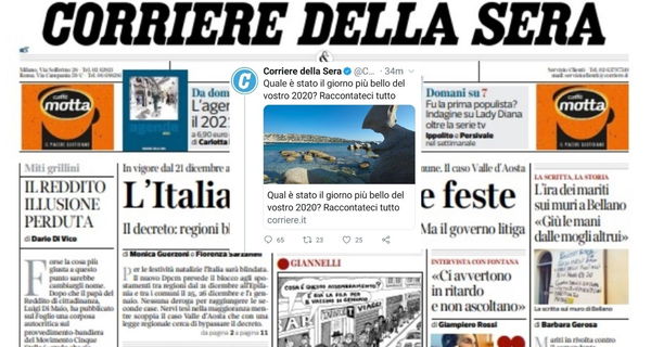 Se Il Corriere della Sera chiede ai lettori di raccontare il giorno più bello del 2020