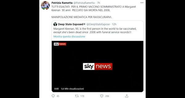 La bufala di Margaret Keenan morta nel 2008