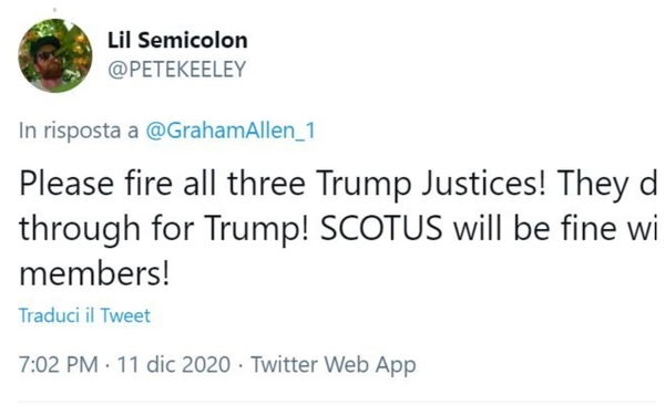 La rabbia dei trumpiani sui social: “Licenziate i giudici della Corte Suprema”