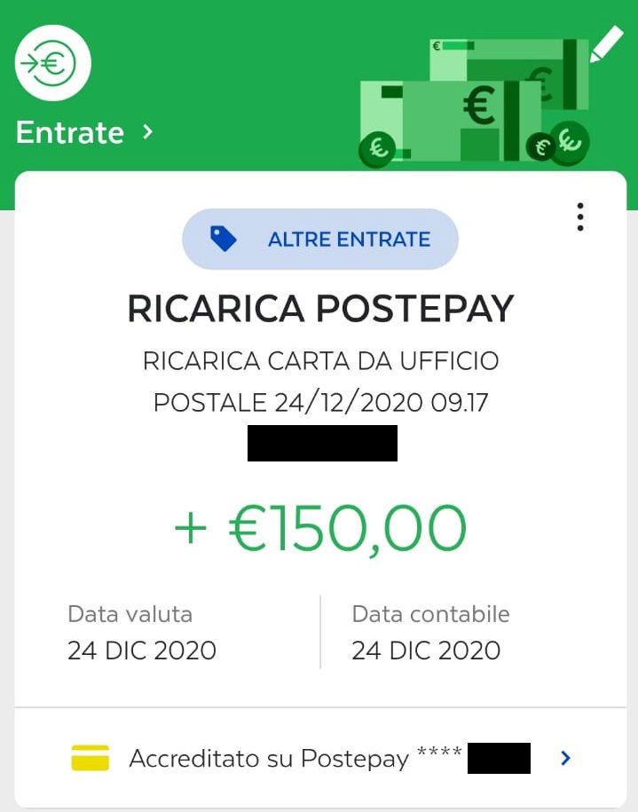 cashback ricarica postepay