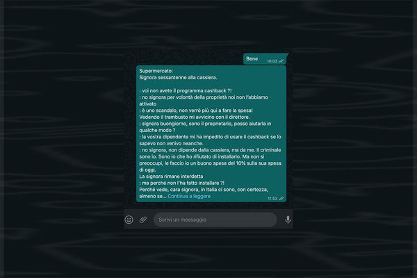 La fregnaccia della sessantenne che chiede alla cassiera «voi non avete il programma cashback?!»