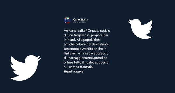 Il tweet di Sibilia che ci tiene a dire che il terremoto in Croazia si è sentito anche in Italia