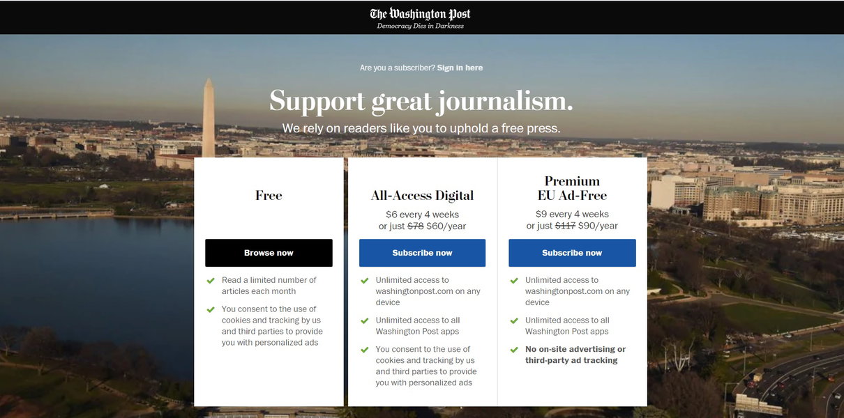 Il Washington Post assume 150 nuovi giornalisti dopo il boom di abbonamenti digitali article-post