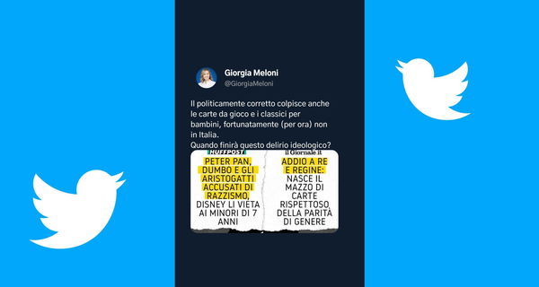 Quello che Giorgia Meloni dimentica di dire nel suo tweet su Disney, Dumbo, Aristogatti e Peter Pan