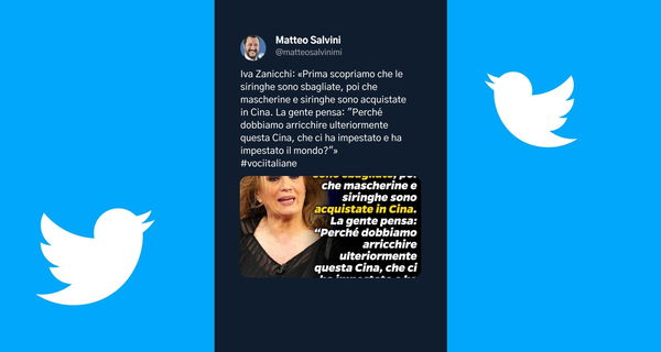 Salvini mostra quanto è statista con una card social su Iva Zanicchi e la «Cina che ha impestato il mondo»