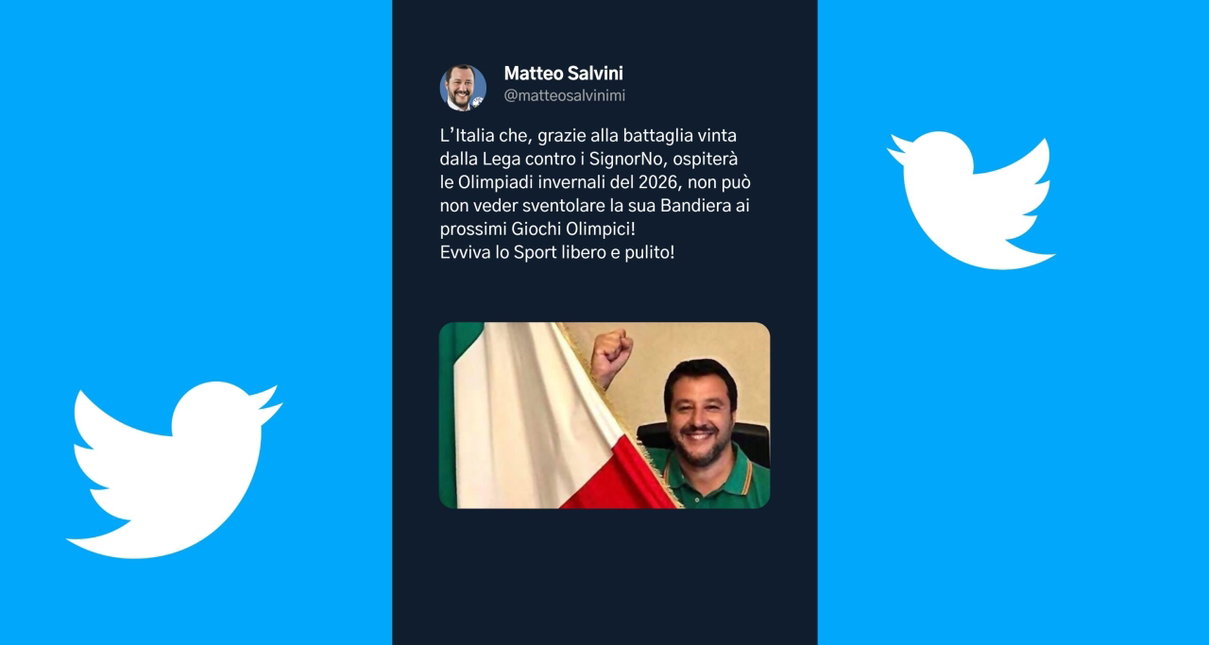 Salvini si indigna sui social per l’Italia senza bandiera alle Olimpiadi, ma la riforma del Coni l’ha fatta la Lega article-post