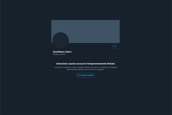 Twitter ha sospeso temporaneamente l’account di Libero