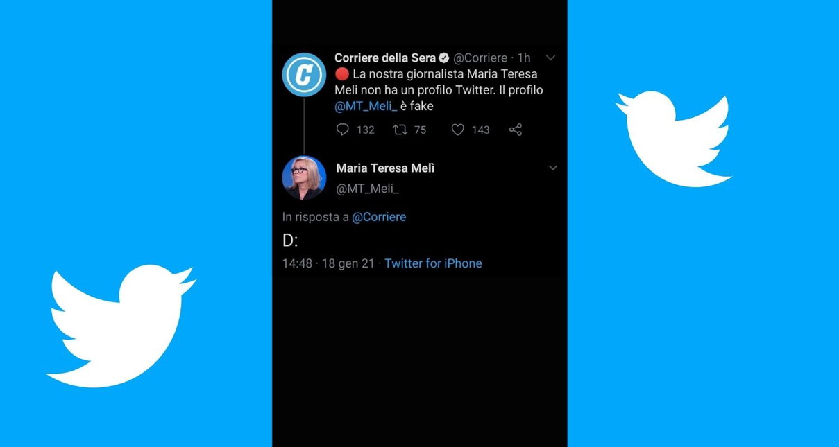 Il Corriere costretto a specificare che quello di Maria Teresa Melì su Twitter è un profilo fake article-post