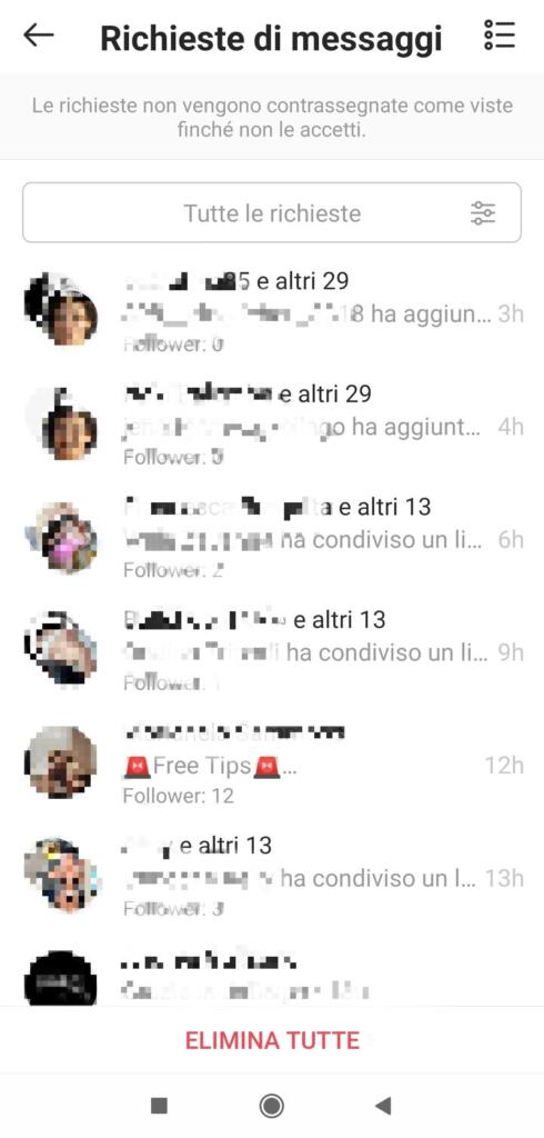 Come bloccare messaggi spam Instagram