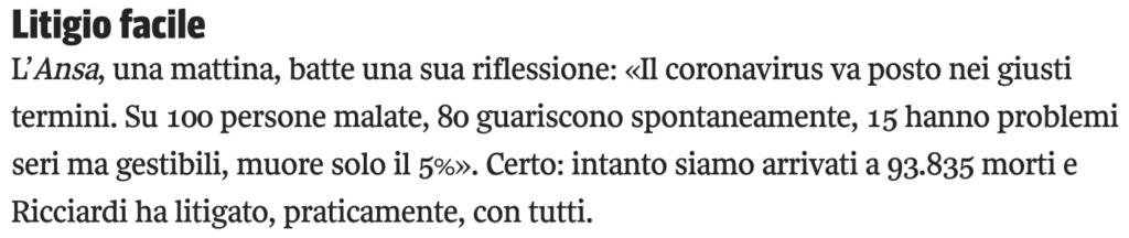 Corriere contro Ricciardi