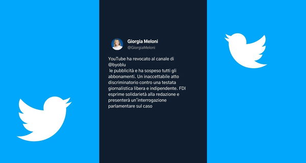 Giorgia Meloni difende ByoBlu, uno dei ”super diffusori” di fake sul Covid, dalle limitazioni su YouTube