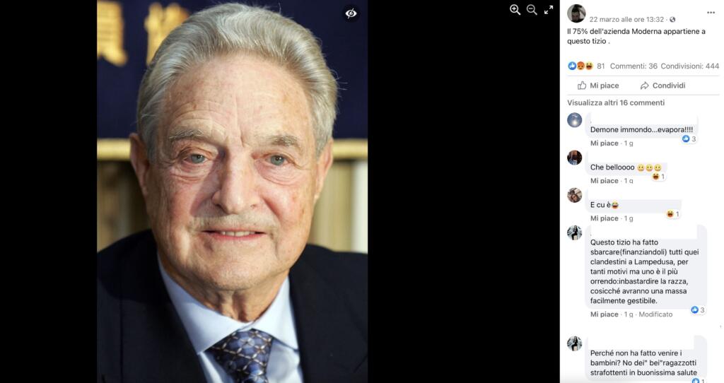 Soros proprietario Moderna