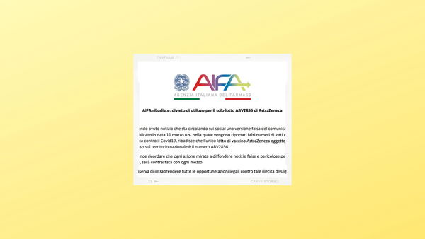 La bufala del comunicato di AIFA con «l’elenco dei lotti di AstraZeneca ritirati»