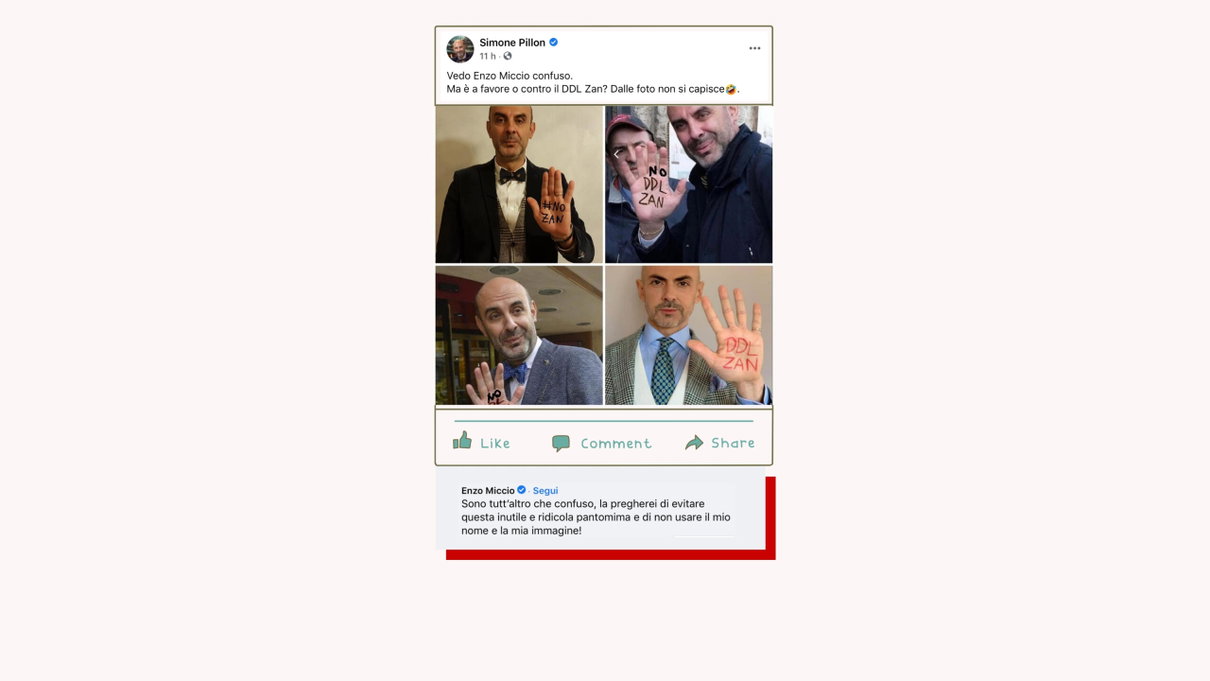 Pillon chiede a Enzo Miccio di impedire ai suoi fan di usare meme su di lui article-post