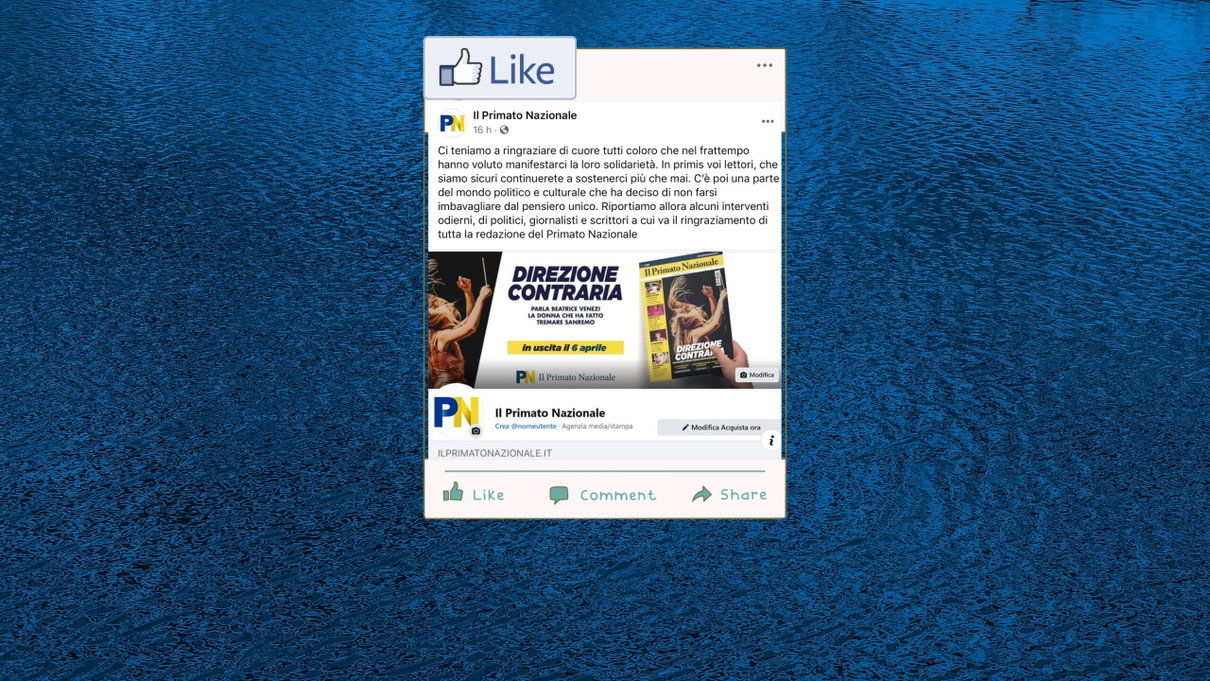 Qualche ora a parlare di censura e la pagina Facebook del Primato Nazionale è già online article-post