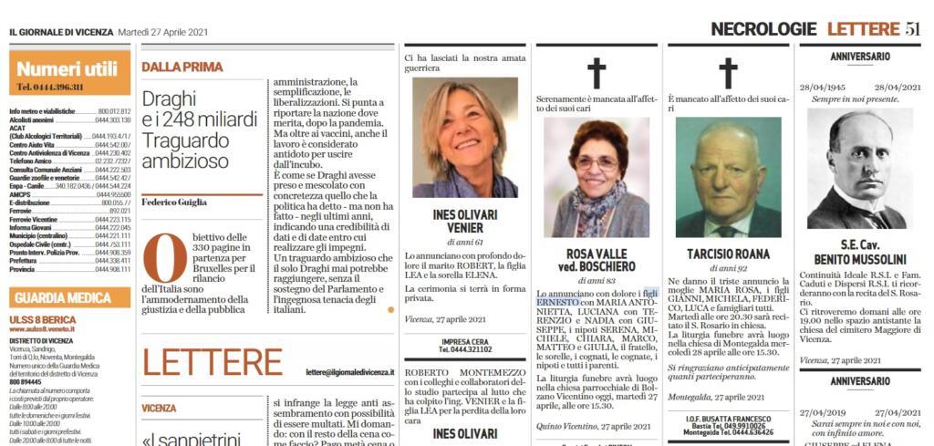 necrologio mussolini