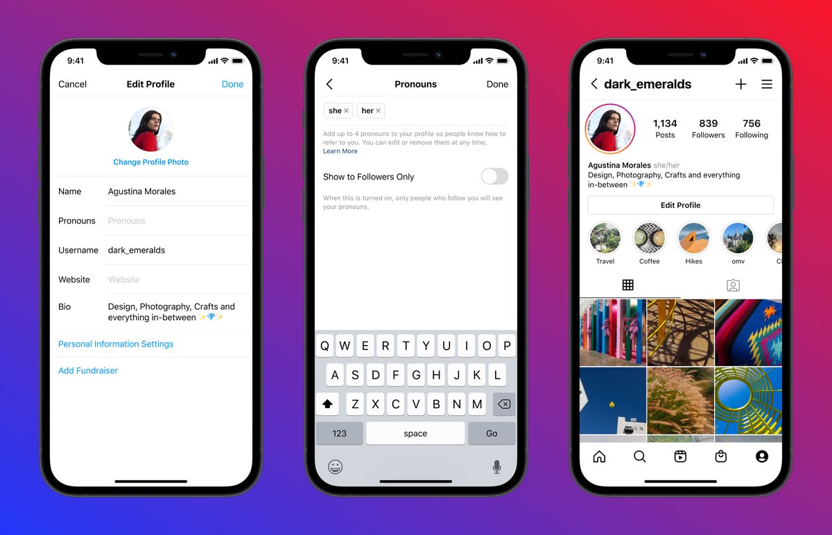 Instagram aggiunge i pronomi di genere senza farti sprecare spazio nella bio article-post