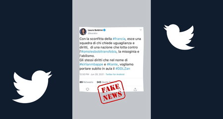 La bufala del tweet della Boldrini che si dispiace per l’uscita della Francia dall’europeo article-post