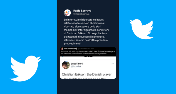 Radio Sportiva non ha mai confermato che Eriksen avesse ricevuto il vaccino