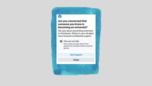 Il supporto di Facebook per chiedere agli utenti se conoscono o sono in contatto con un estremista