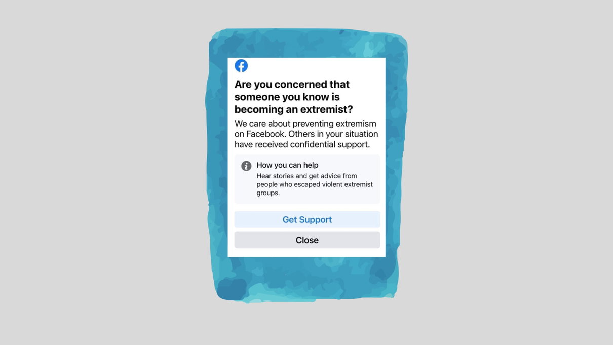 Il supporto di Facebook per chiedere agli utenti se conoscono o sono in contatto con un estremista article-post