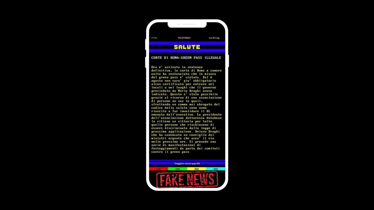 Altra pagina di Televideo, altra fake news sul Green Pass article-post