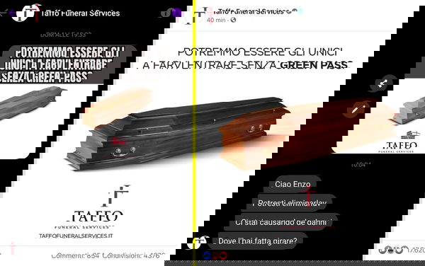 La vera storia del meme virale di Taffo che dice: «Potremmo essere gli unici a farvi entrare senza green pass»